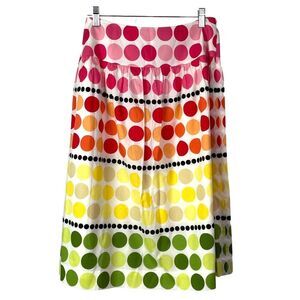 Talbots Skirt Rainbow Polka Dots 90s Vintage Pleated Knee Length Size 8 M